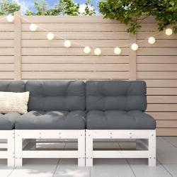 Canap&eacute;s centraux avec coussins 2 pcs blanc bois de pin massif