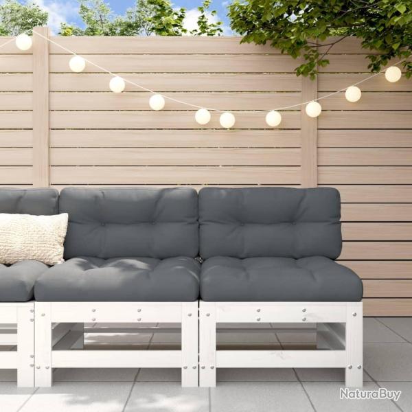 Canap�s centraux avec coussins 2 pcs blanc bois de pin massif