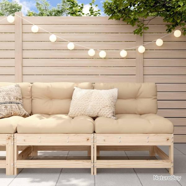 Canap�s centraux avec coussins 2 pcs bois de pin massif