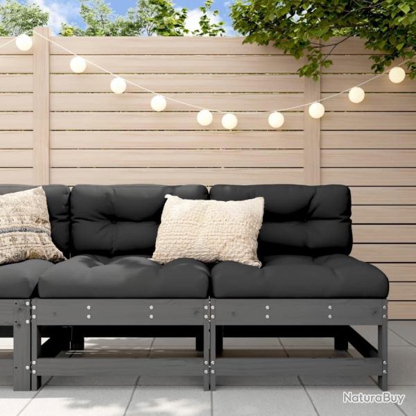 Canap�s centraux avec coussins 2 pcs gris bois de pin massif
