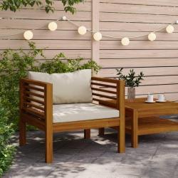 Chaise de jardin avec coussins blanc cr&egrave;me Bois d'acacia massif