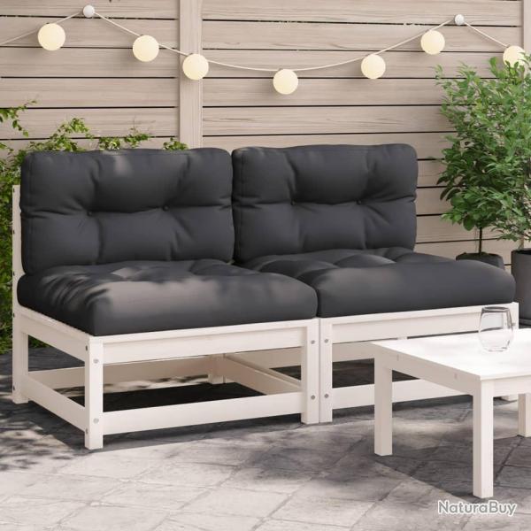 Canap�s de jardin sans accoudoirs coussins 2pcs bois massif pin