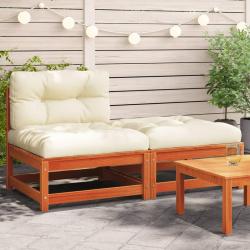 Canap&eacute; de jardin sans accoudoirs avec coussins et repose-pieds