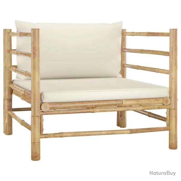 Canap� de jardin avec coussins blanc cr�me Bambou