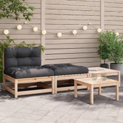 Canap&eacute; de jardin sans accoudoirs avec coussins et repose-pieds