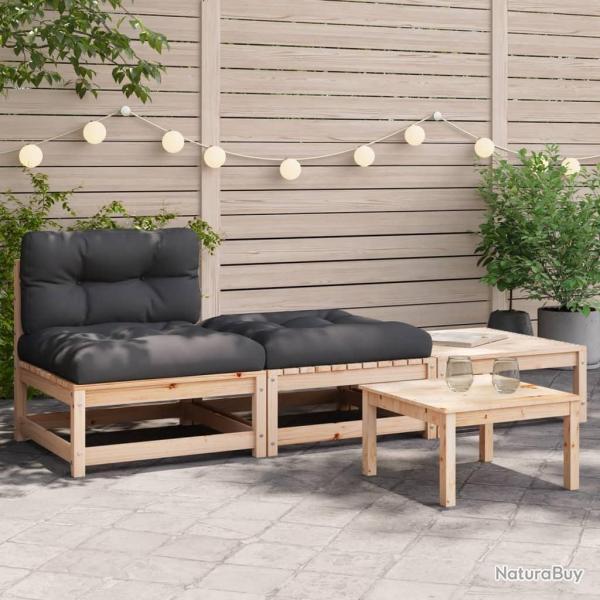 Canap� de jardin sans accoudoirs avec coussins et repose-pieds