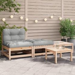 Canap&eacute; de jardin sans accoudoirs avec coussins et repose-pieds