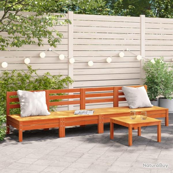 Canap�s de jardin sans accoudoirs 4 pcs cire marron bois massif