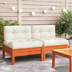 Canap&eacute; de jardin sans accoudoirs coussins 2 pcs bois massif pin