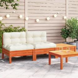 Canap&eacute; de jardin avec coussins et repose-pied 2 places