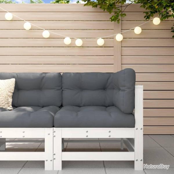 Canap� d'angle avec coussins blanc bois de pin solide