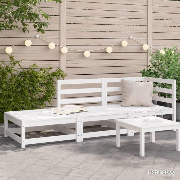 Canap� de jardin repose-pieds 2 places blanc bois massif de pin