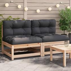 Canap&eacute;s de jardin sans accoudoirs coussins 2pcs bois massif pin