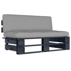 Canap&eacute; central palette de jardin Noir Bois de pin impr&eacute;gn&eacute;