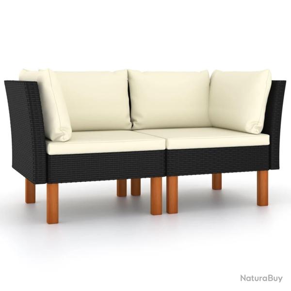 Canap�s d'angle 2pcs R�sine tress�e et bois d'eucalyptus massif