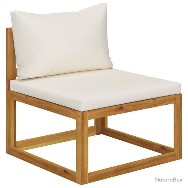 Canap� central sectionnel et coussin blanc cr�me Bois d'acacia