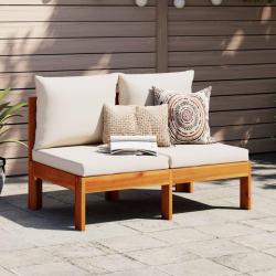 Canap&eacute; de jardin sans accoudoirs coussins 2 places bois acacia