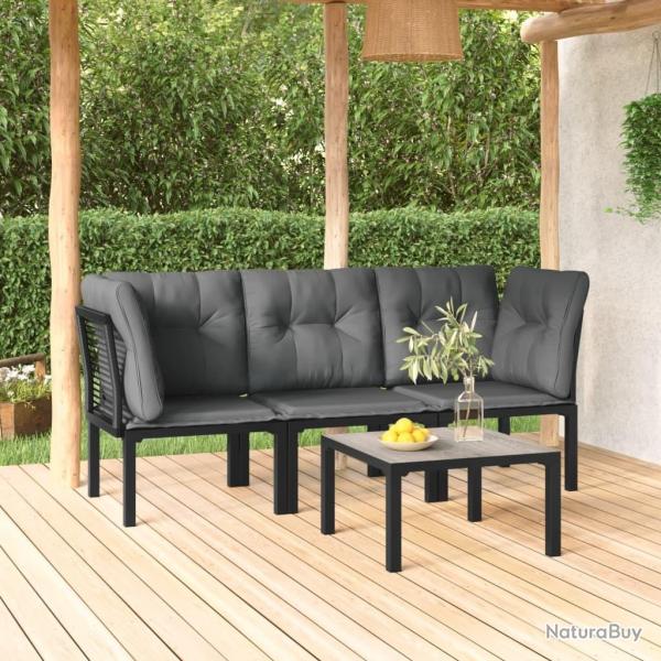 Salon de jardin 4 pcs noir et gris r�sine tress�e