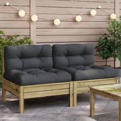 Canap&eacute; de jardin sans accoudoirs et coussins 2 pcs pin impr&eacute;gn&eacute;