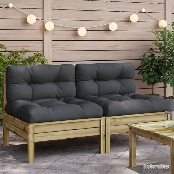 Canap� de jardin sans accoudoirs et coussins 2 pcs pin impr�gn�