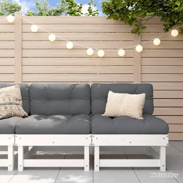 Canap�s centraux avec coussins 2 pcs blanc bois de pin massif