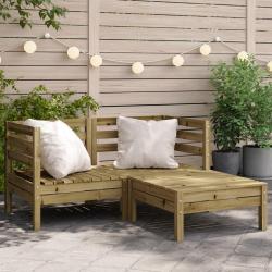 Canap&eacute; de jardin 2 places avec repose-pieds bois pin impr&eacute;gn&eacute;