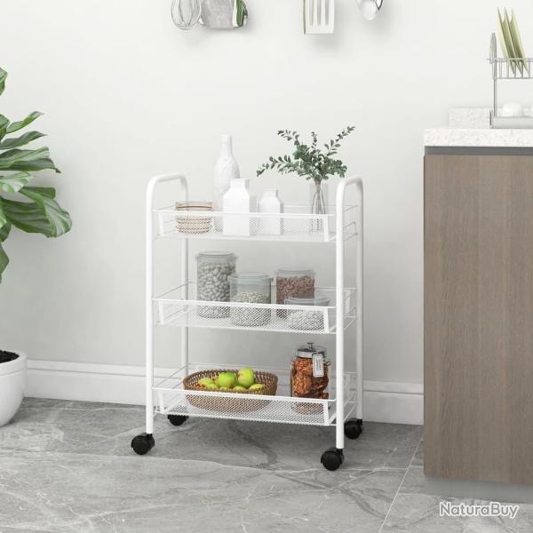Chariot de cuisine � 3 niveaux Blanc 46x26x64 cm Fer