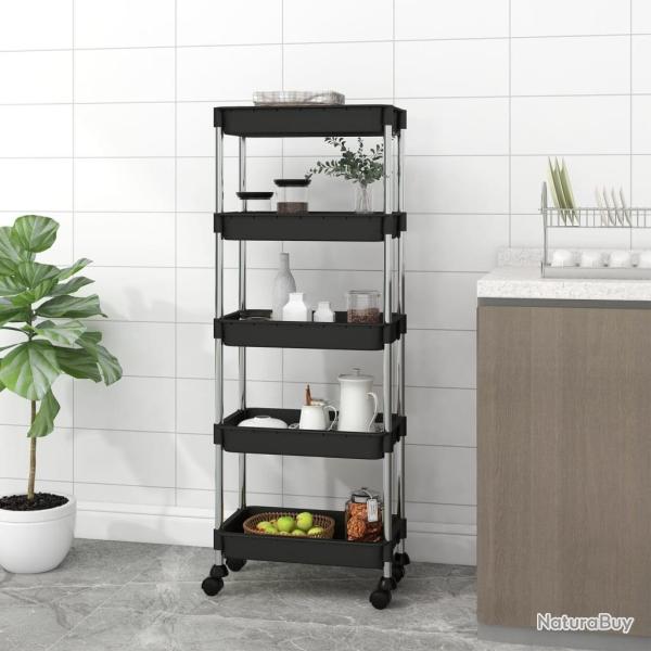 Chariot de cuisine 5 niveaux Noir 42x29x128 cm Fer et ABS alsavelo