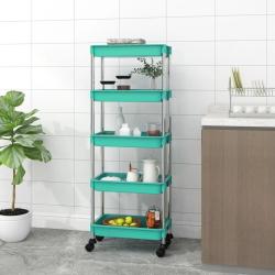 Chariot de cuisine 5 niveaux Turquoise 42x29x128 cm Fer et ABS alsavelo