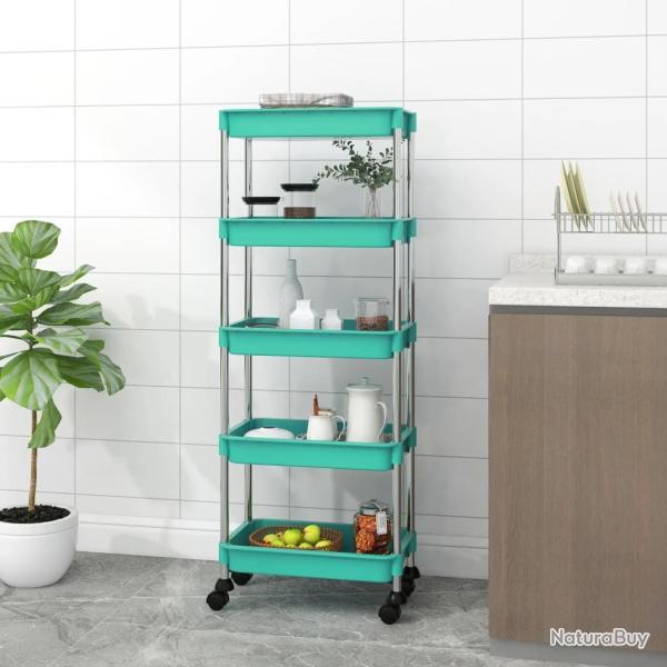 Chariot de cuisine 5 niveaux Turquoise 42x29x128 cm Fer et ABS