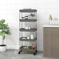 Chariot de cuisine 5 niveaux Gris 42x29x128 cm Fer et ABS alsavelo