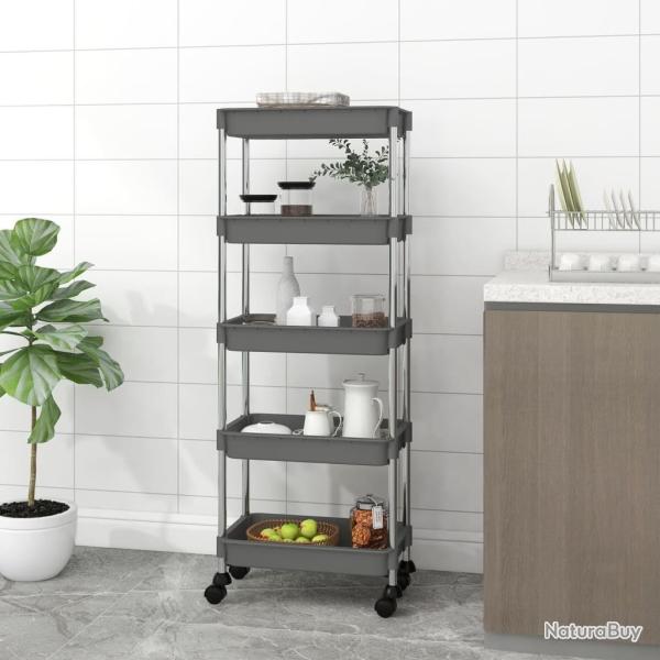 Chariot de cuisine 5 niveaux Gris 42x29x128 cm Fer et ABS alsavelo