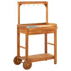 Chariot de cuisine de jardin Bois d'acacia 92x43,5x141,5 cm alsavelo