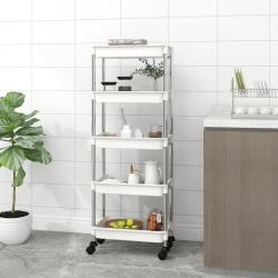 Chariot de cuisine 5 niveaux Blanc 42x29x128 cm Fer et ABS alsavelo