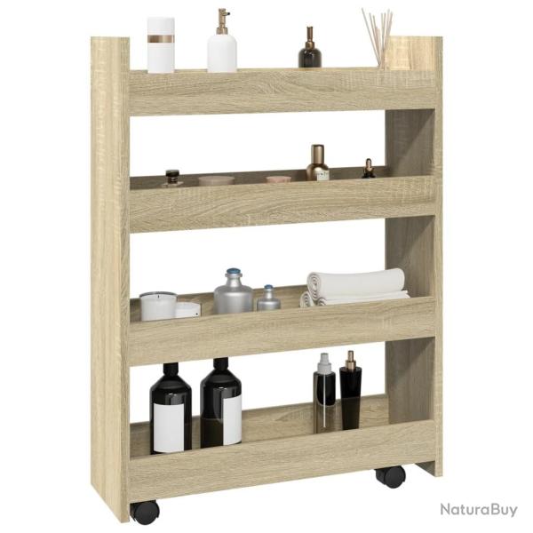 Chariot de rangement �troit 4 niveaux ch�ne sonoma alsavelo