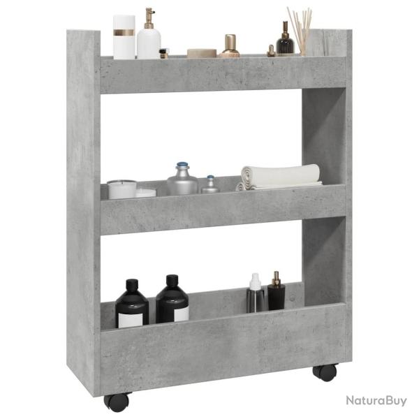 Chariot de rangement �troit 3 niveaux gris b�ton