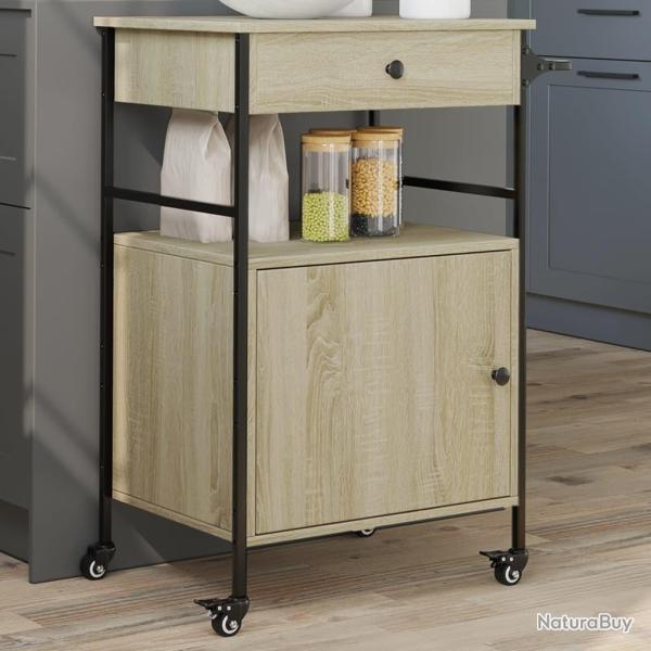 Chariot de cuisine ch�ne sonoma 56x43x89,5 cm bois d'ing�nierie alsavelo