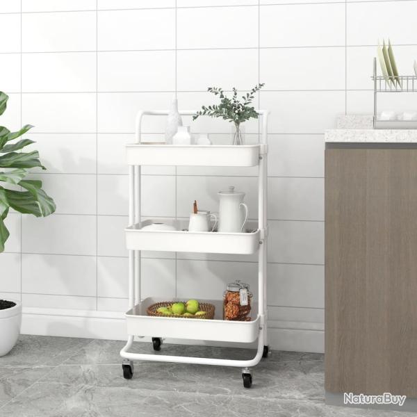 Chariot de cuisine 3 niveaux Blanc 42x35x85 cm Fer et ABS