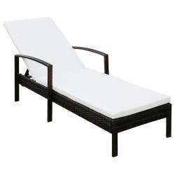 Chaise longue avec coussin R&eacute;sine tress&eacute;e Marron