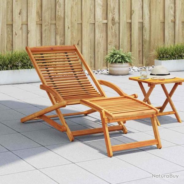 Chaise de terrasse avec repose-pied Bois d'acacia solide