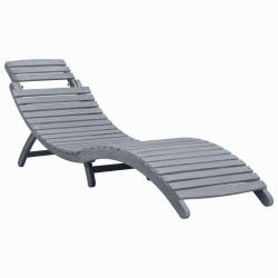 Chaise longue D&eacute;lavage gris Bois d'acacia solide