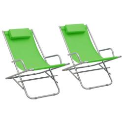 Chaises &agrave; bascule lot de 2 Acier Vert
