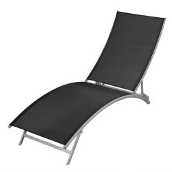 Chaise longue Acier et textil&egrave;ne Noir