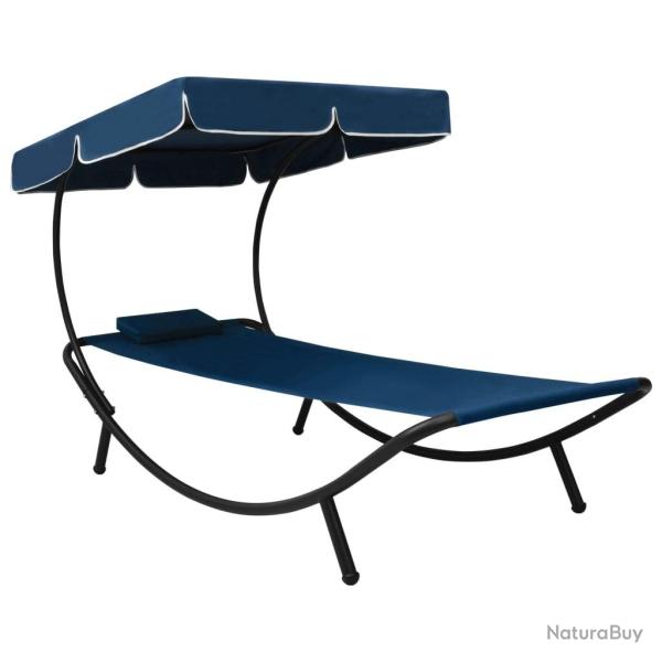 Lit de repos d'ext�rieur avec auvent et oreiller bleu