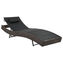 Chaise longue R&eacute;sine tress&eacute;e et textil&egrave;ne Marron