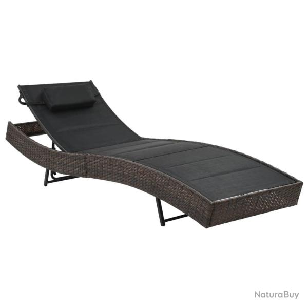 Chaise longue R�sine tress�e et textil�ne Marron
