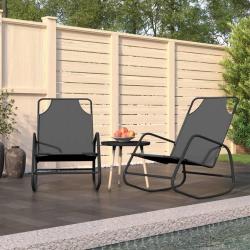 Chaises longues &agrave; bascule 2 pcs Gris Acier et textil&egrave;ne