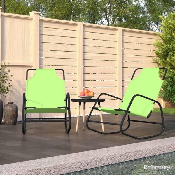 Chaises longues � bascule lot de 2 vert acier et textil�ne
