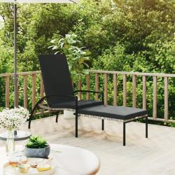 Chaise longue avec repose-pied R&eacute;sine tress&eacute;e Gris