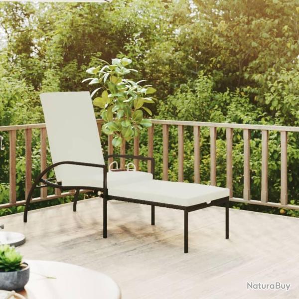 Chaise longue avec repose-pied R�sine tress�e Marron